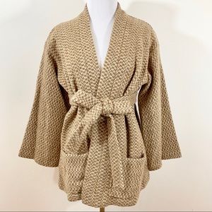Tucker Wool Neutral Beige Belted Cardigan P XS